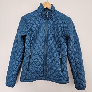 The North Face thermoball quilted jacket packable teal blue full zip size XS